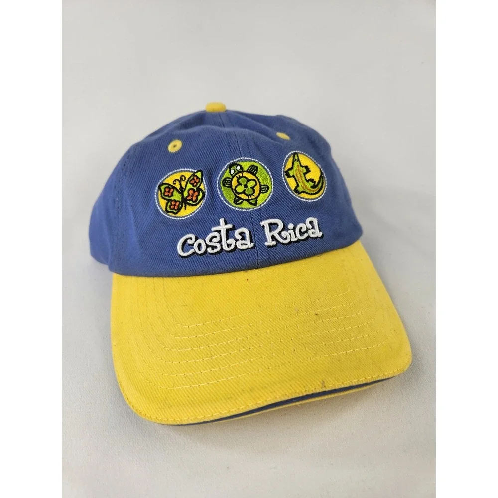 Costa‎ Rica Embroidered Hat Sea Turtles Butterflies Lizard Cap Adjustable Cotton